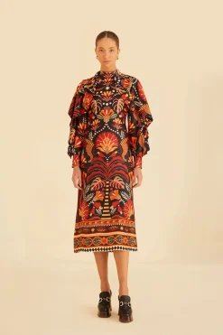RED NATURE BEAUTY SCARF BACKLESS MIDI DRESS
