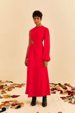 RED ONE SHOULDER MAXI DRESS