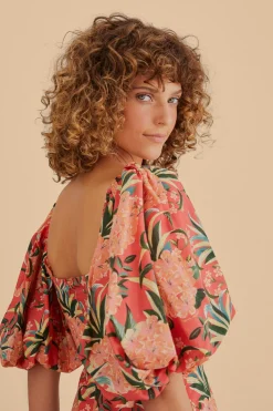RED PINEAPPLE BLOOM CUT OUT MIDI DRESS