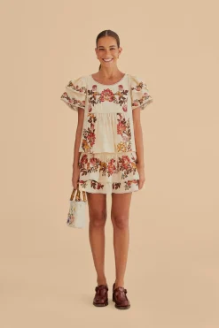 SAND LEOPARD FLOWERS MINI SKIRT