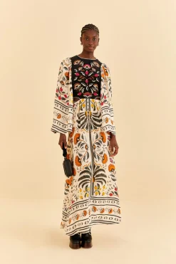 SAND PALMS PARADISE EMBROIDERED CUT OUT MIDI DRESS