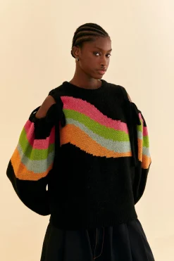 SHOULDER CUT OUTS KNIT SWEATER
