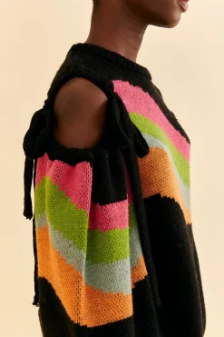 SHOULDER CUT OUTS KNIT SWEATER