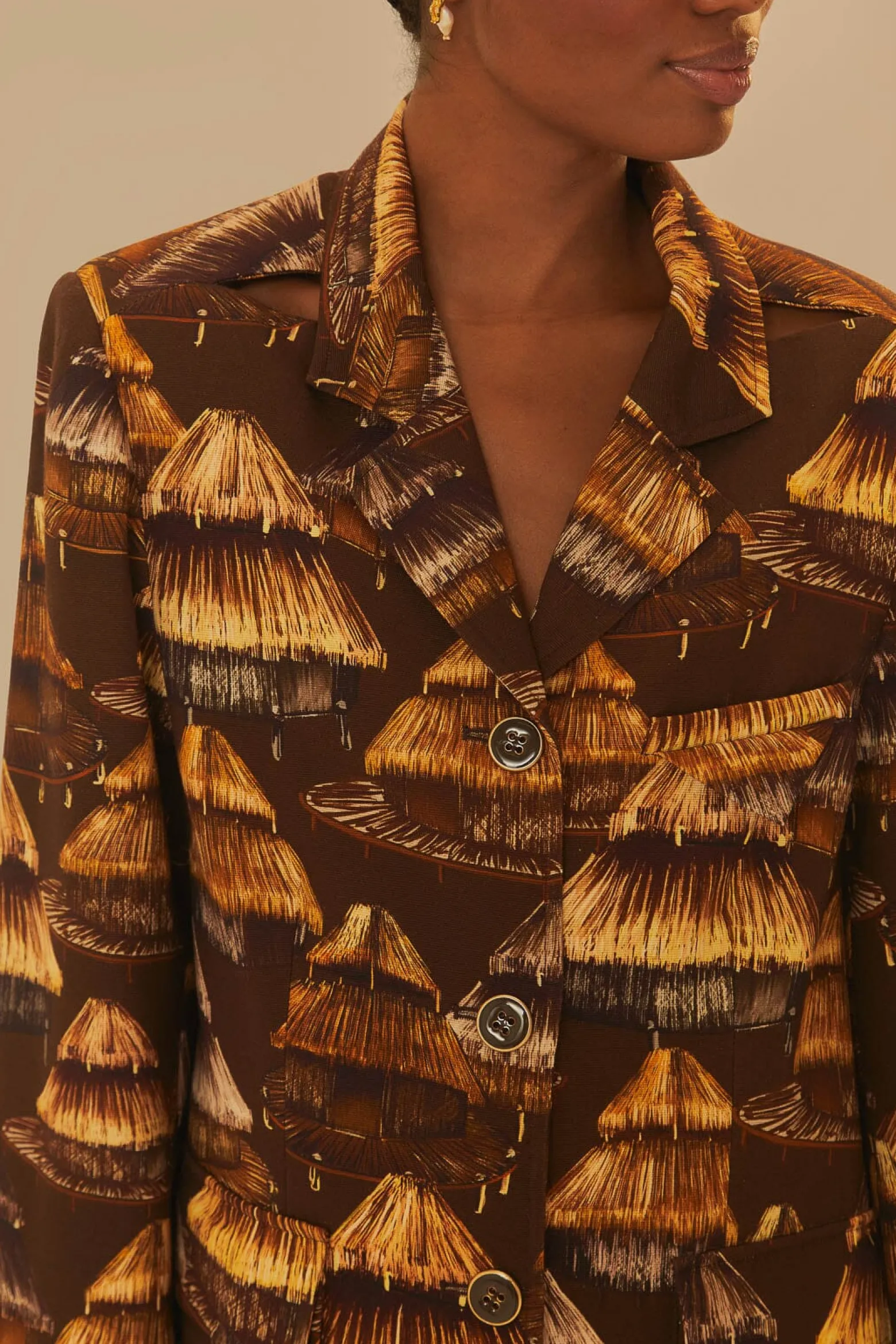 SHUHU BROWN CUT OUT BLAZER