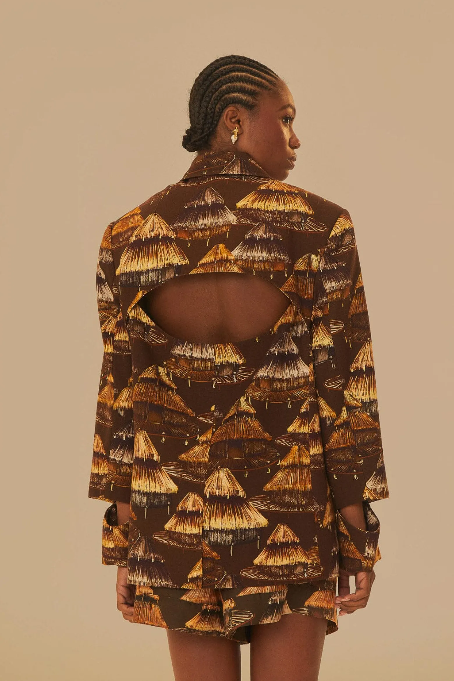SHUHU BROWN CUT OUT BLAZER