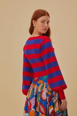  STRIPES WRAP KNIT SWEATER