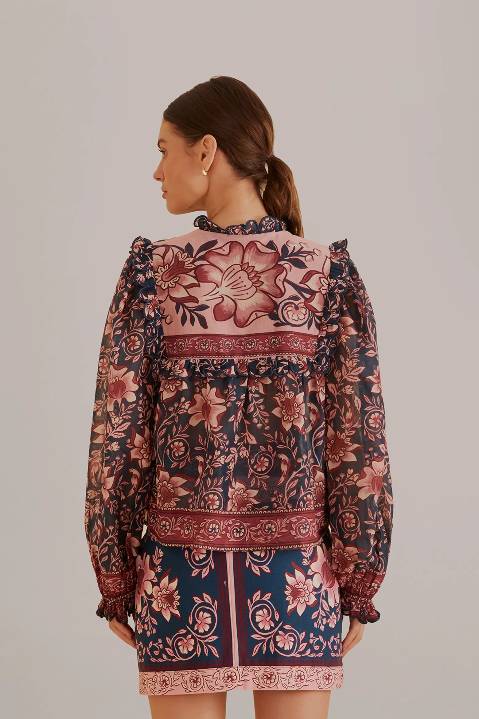 TEAL AINIKA CHARM LONG SLEEVE BLOUSE