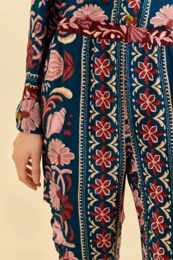 TEAL SEASHELL TAPESTRY CARGO PANTS