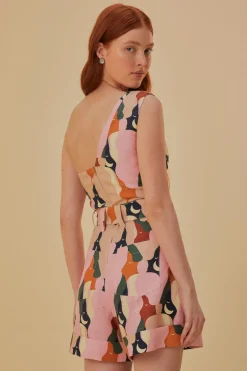 THE KISS MULTICOLOR ONE SHOULDER ROMPER