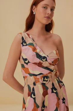 THE KISS MULTICOLOR ONE SHOULDER ROMPER