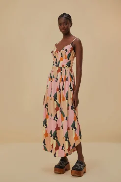 THE KISS MULTICOLOR SLEEVELESS MIDI DRESS