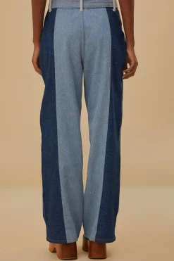 TIE WAIST PATCH DENIM PANTS