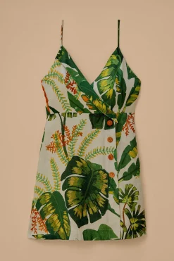  TROPICAL FOREST OFF-WHITE MINI DRESS