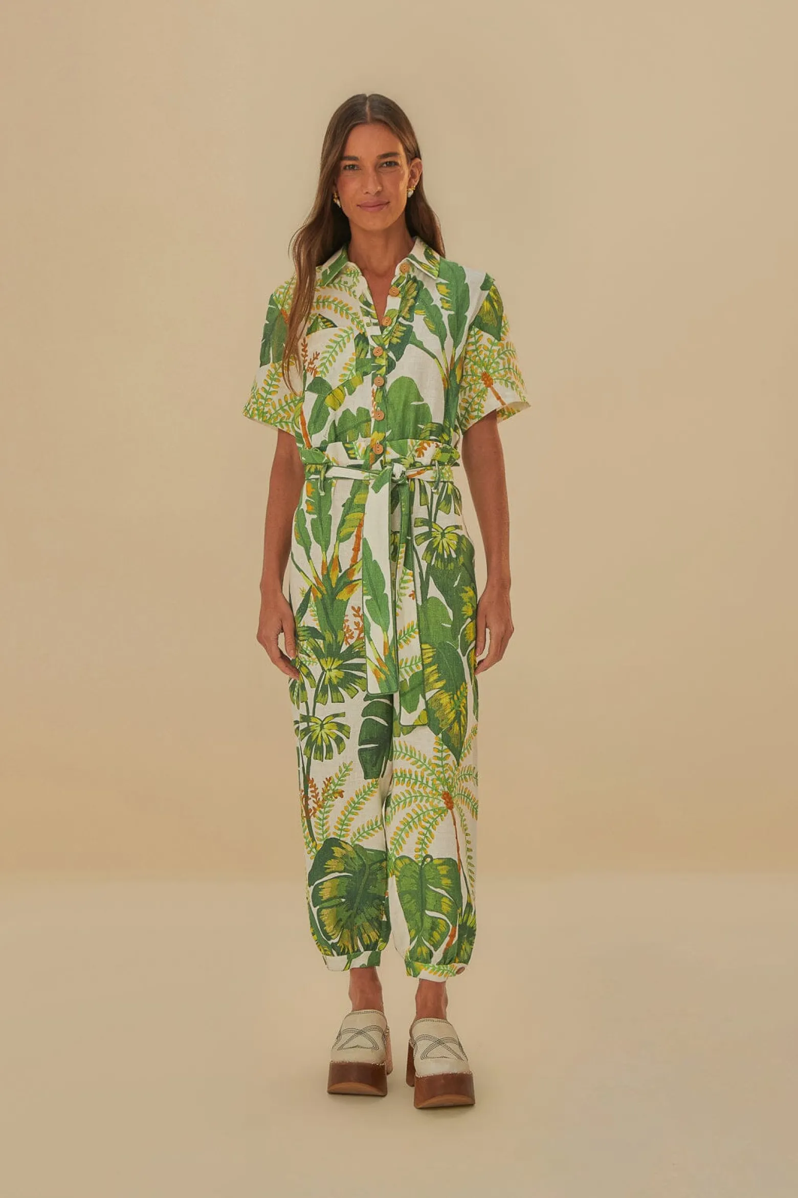 TROPICAL FOREST OFF-WHITE JUMPSUIT