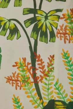 TROPICAL FOREST OFF-WHITE FRINGED MIDI DRESS
