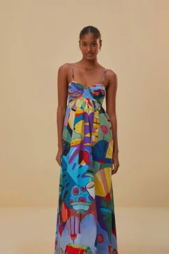  TROPICAL SCENARIO SLEEVELESS MAXI DRESS