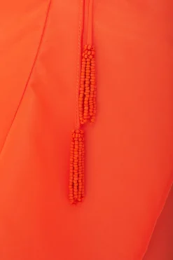 VIVID ORANGE MIDI SKIRT