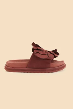  WINE MONSTERA ANATOMIC SLIDE SANDAL