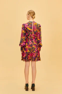  YELLOW FRUIT DREAM LONG SLEEVE MINI DRESS