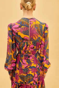  YELLOW FRUIT DREAM LONG SLEEVE MINI DRESS