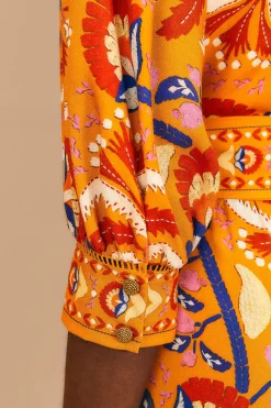 YELLOW PALMS PARTY SHORT SLEEVE MAXI DRESS